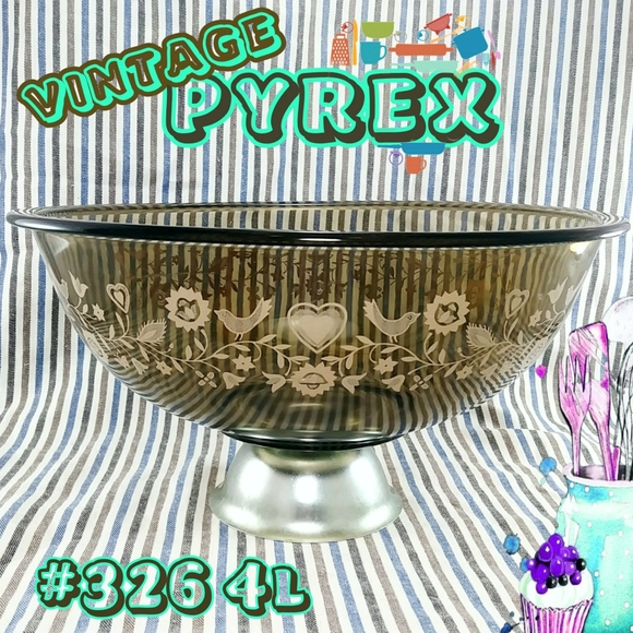 Pyrex Other - clear amber 4l bird pattern mixing bowl n